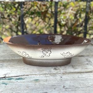 Vintage Sheffield brown & cream white pottery bowl